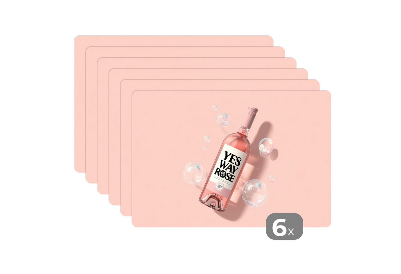 MuchoWow Platzset Blasen - Rosé - Rosa, (6-St), Platzsets, Tischset, Abwaschbar, Tischsets, Platzdeckchen von MuchoWow