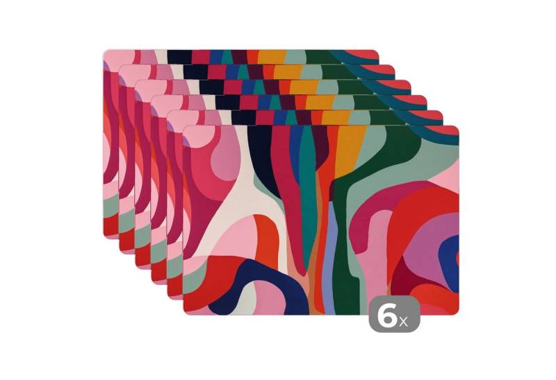 MuchoWow Platzset Formen - Kurven - Bunt - Abstrakt, (6-St), Platzsets, Tischset, Abwaschbar, Tischsets, Platzdeckchen von MuchoWow