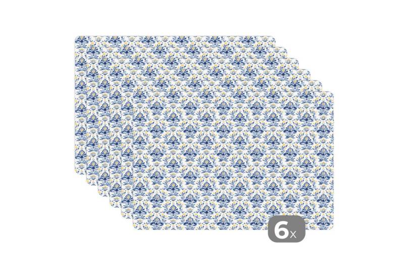 MuchoWow Platzset Französisch - Zitrone - Königlich - Blau - Gelb, (6-St), Platzsets, Tischset, Abwaschbar, Tischsets, Platzdeckchen von MuchoWow