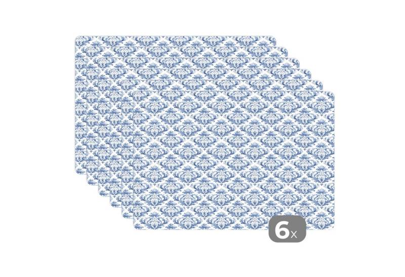 MuchoWow Platzset Französisch - Zitrone - Königlich - Blau - Weiß, (6-St), Platzsets, Tischset, Abwaschbar, Tischsets, Platzdeckchen von MuchoWow
