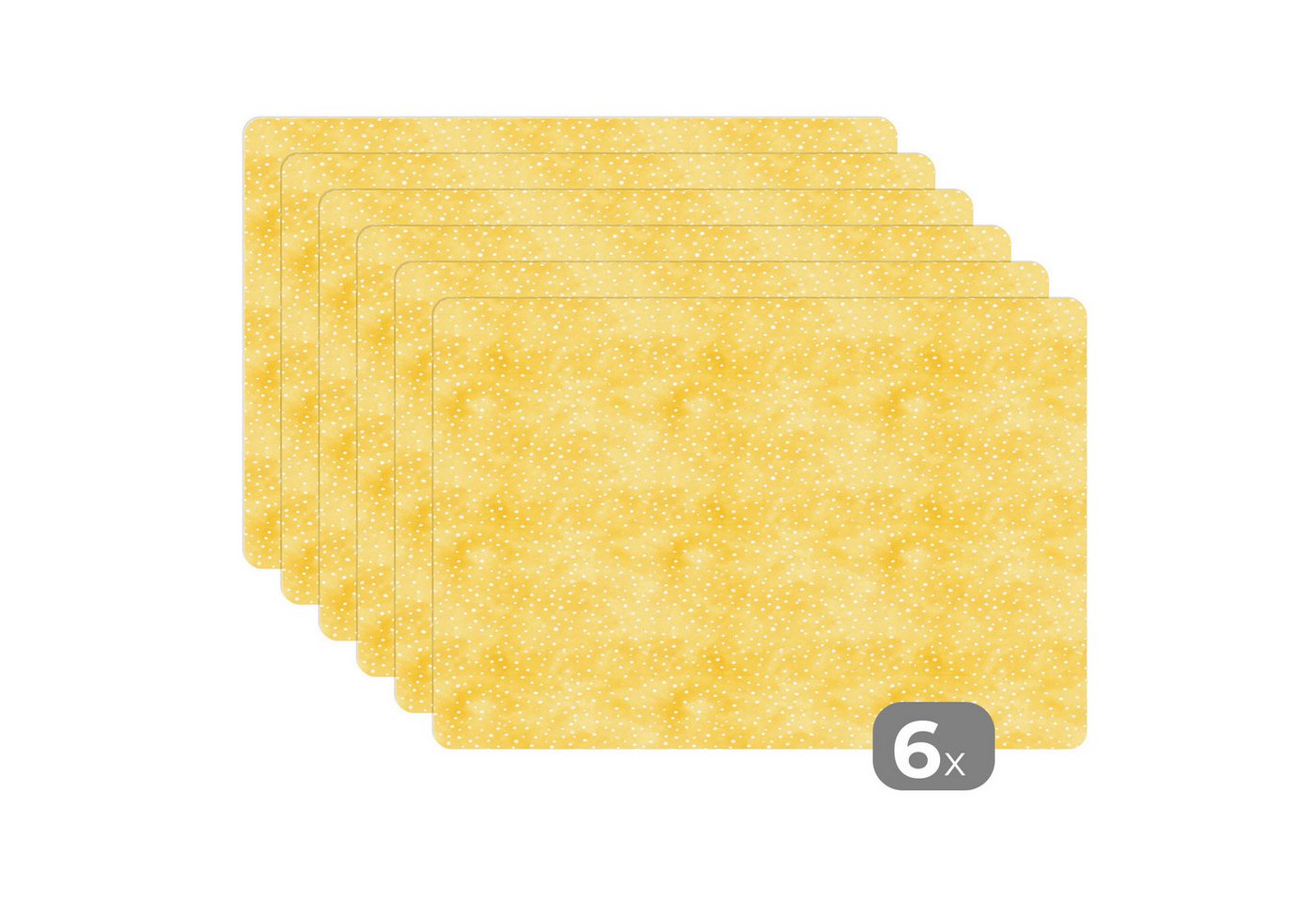 MuchoWow Platzset Französisch - Zitrone - Streifen - Weiß - Gelb, (6-St), Platzsets, Tischset, Abwaschbar, Tischsets, Platzdeckchen von MuchoWow