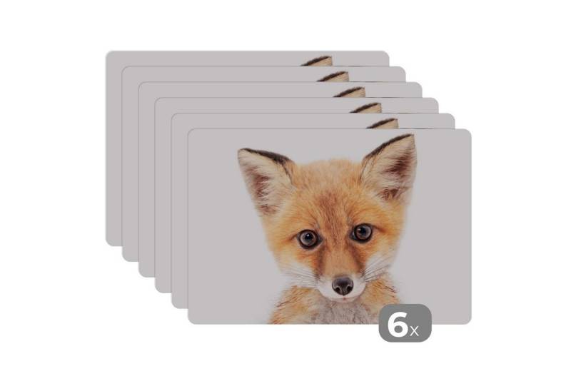 MuchoWow Platzset Fuchs - Tiere - Orange - Natur, (6-St), Platzsets, Tischset, Abwaschbar, Tischsets, Platzdeckchen von MuchoWow