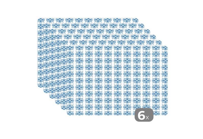 MuchoWow Platzset Italienisch - Meer - Atmosphäre - Mosaik - Blau - Weiß, (6-St), Platzsets, Tischset, Abwaschbar, Tischsets, Platzdeckchen von MuchoWow