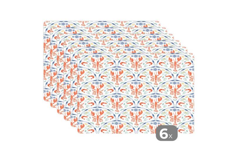 MuchoWow Platzset Italienisch - Meer - Atmosphäre - Orange - Blau - Grün, (6-St), Platzsets, Tischset, Abwaschbar, Tischsets, Platzdeckchen von MuchoWow