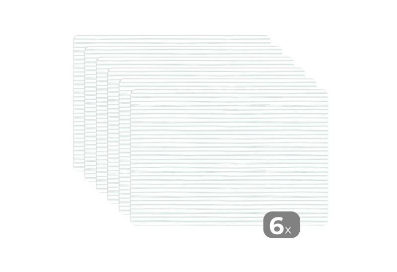 MuchoWow Platzset Italienisch - Meer - Atmosphäre - Streifen - Grün, (6-St), Platzsets, Tischset, Abwaschbar, Tischsets, Platzdeckchen von MuchoWow