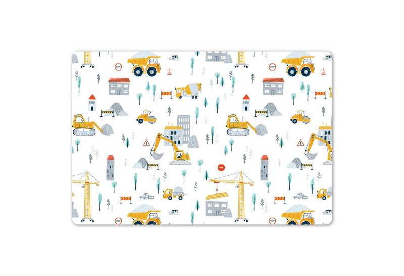 MuchoWow Platzset Kind - Baustelle - Bagger - Kran - Muster, (1-St), Kinder-Arbeitsunterlage Schreibtisch, Bastelmatte Kind, Zeichenmatte von MuchoWow