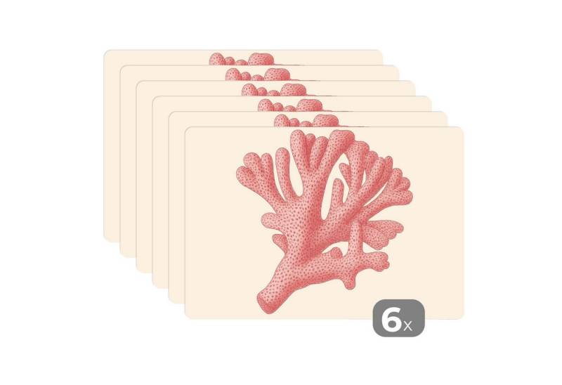 MuchoWow Platzset Koralle - Tupfen - Rosa, (6-St), Platzsets, Tischset, Abwaschbar, Tischsets, Platzdeckchen von MuchoWow