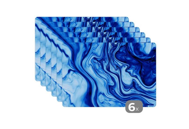 MuchoWow Platzset Marmor - Tinte - Blau, (6-St), Platzsets, Tischset, Abwaschbar, Tischsets, Platzdeckchen von MuchoWow
