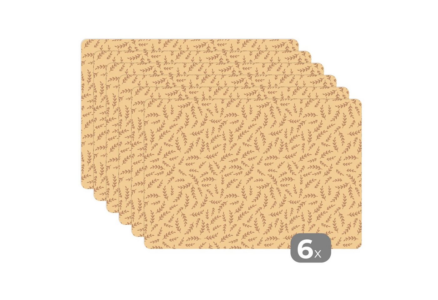 MuchoWow Platzset Pflanzen - Gelb - Braun - Kind - Muster, (6-St), Platzset, Platzdecken, Platzmatte, Tischmatten, Schmutzabweisend von MuchoWow
