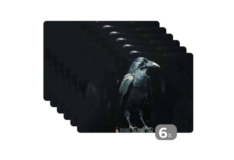MuchoWow Platzset Rabe - Vögel - Schwarz, (6-St), Platzsets, Tischset, Abwaschbar, Tischsets, Platzdeckchen von MuchoWow