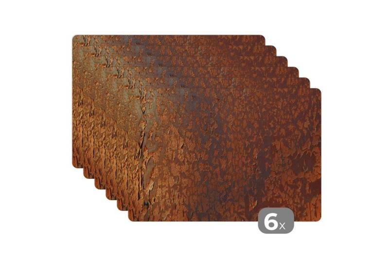 MuchoWow Platzset Rost - Braun - Orange - Metall - Muster - Struktur, (6-St), Platzsets, Tischset, Abwaschbar, Tischsets, Platzdeckchen von MuchoWow