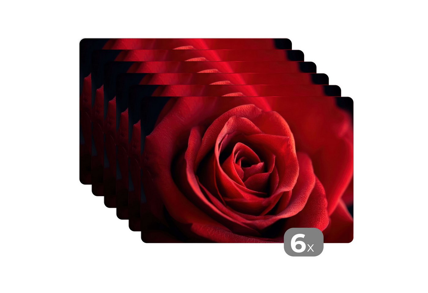 MuchoWow Platzset Rot - Rose - Romantisch, (6-St), Platzsets, Tischset, Abwaschbar, Tischsets, Platzdeckchen von MuchoWow