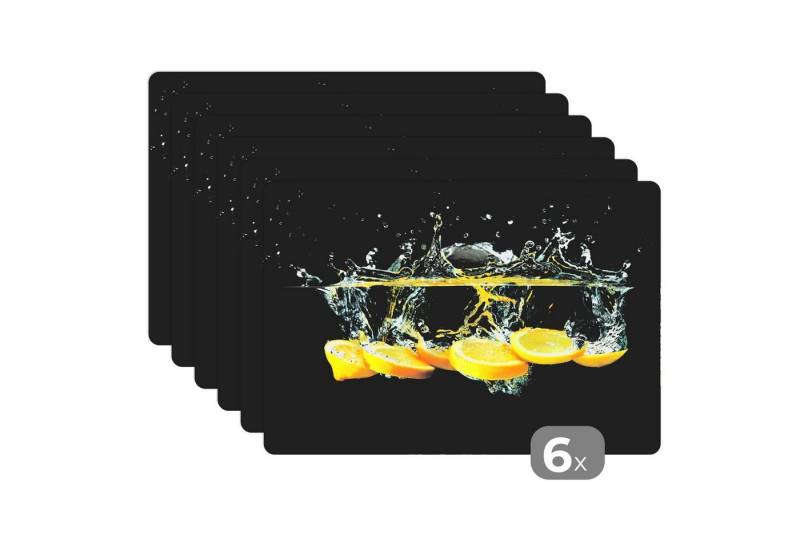 MuchoWow Platzset Zitrone - Frucht - Gelb - Stilleben - Wasser, (6-St), Platzsets, Tischset, Abwaschbar, Tischsets, Platzdeckchen von MuchoWow