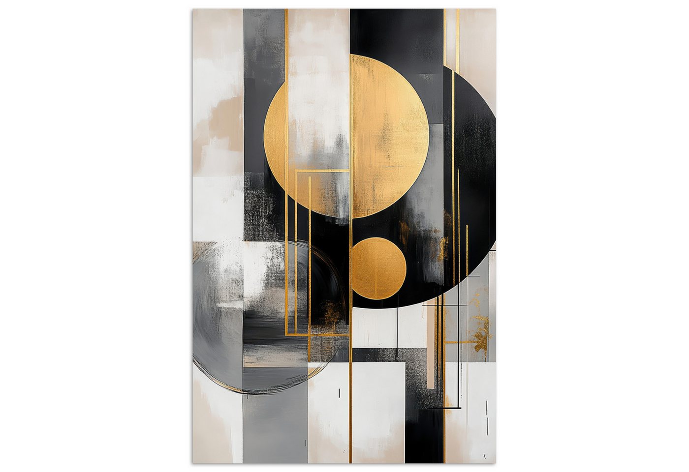 MuchoWow Poster Abstrakt - Gold - Silber - Formen - Ästhetisch - Modern, (1 St), Poster ohne Rahmen, Wandbild, Wandposter, 20x30 cm von MuchoWow