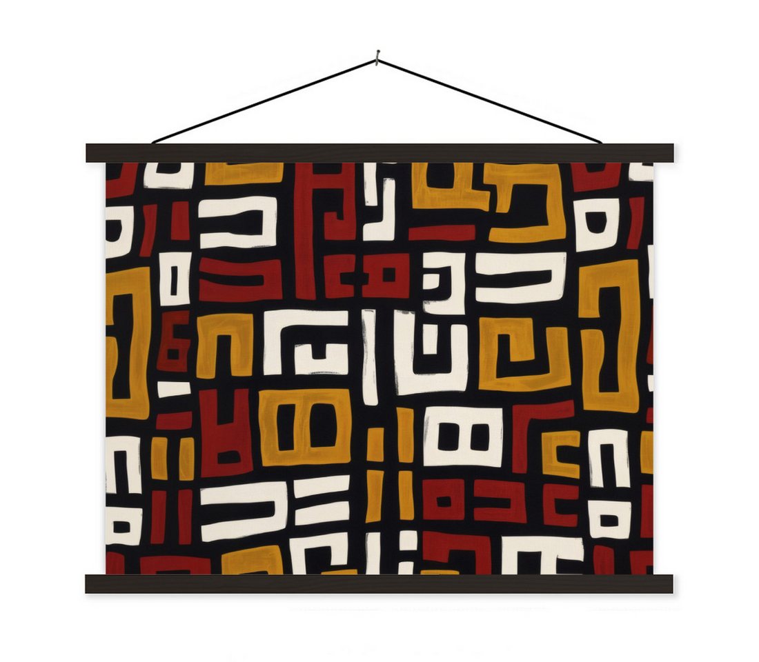 MuchoWow Poster Abstrakt - Muster - Rot, (1 St), Magnetische Posterleiste, Holzleisten, Textilposter, 40x30 cm von MuchoWow