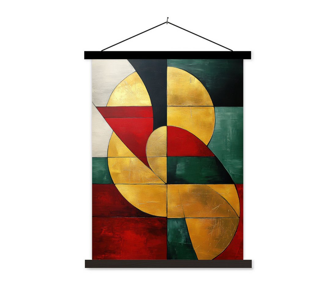 MuchoWow Poster Abstrakt - Weihnachten - Gold - Rot - Grün, (1 St), Magnetische Posterleiste, Holzleisten, Textilposter, 40x53 cm von MuchoWow