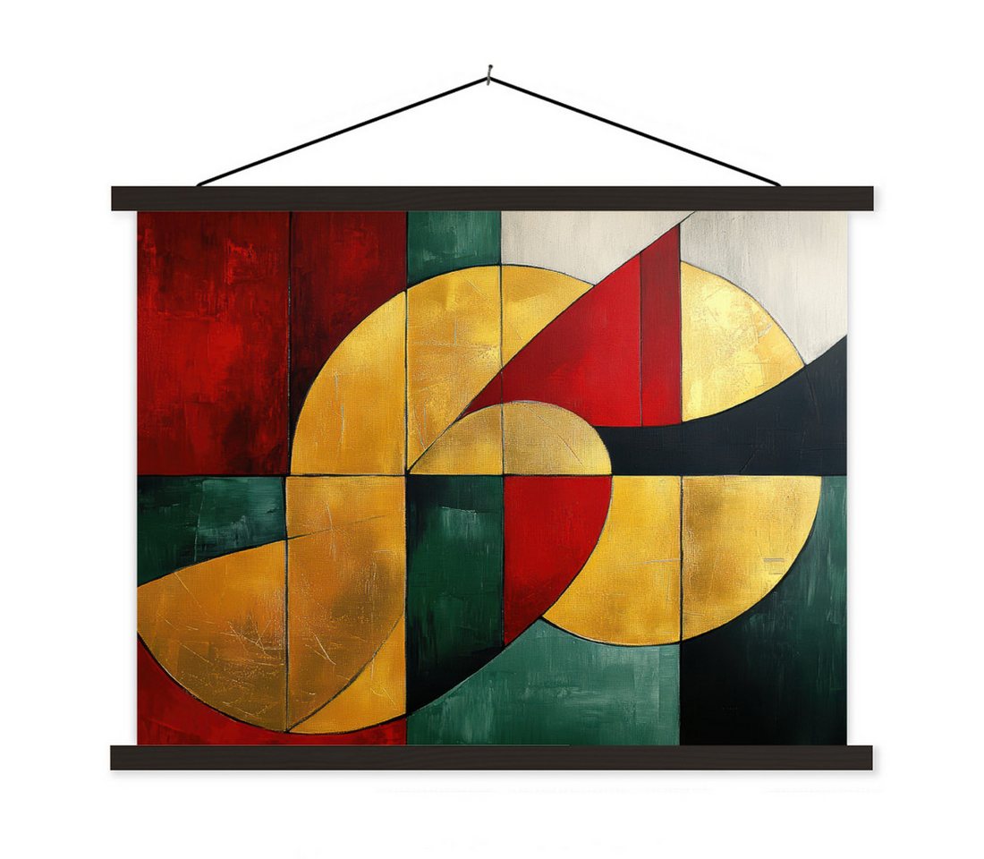 MuchoWow Poster Abstrakt - Weihnachten - Gold - Rot - Grün, (1 St), Magnetische Posterleiste, Holzleisten, Textilposter, 40x30 cm von MuchoWow