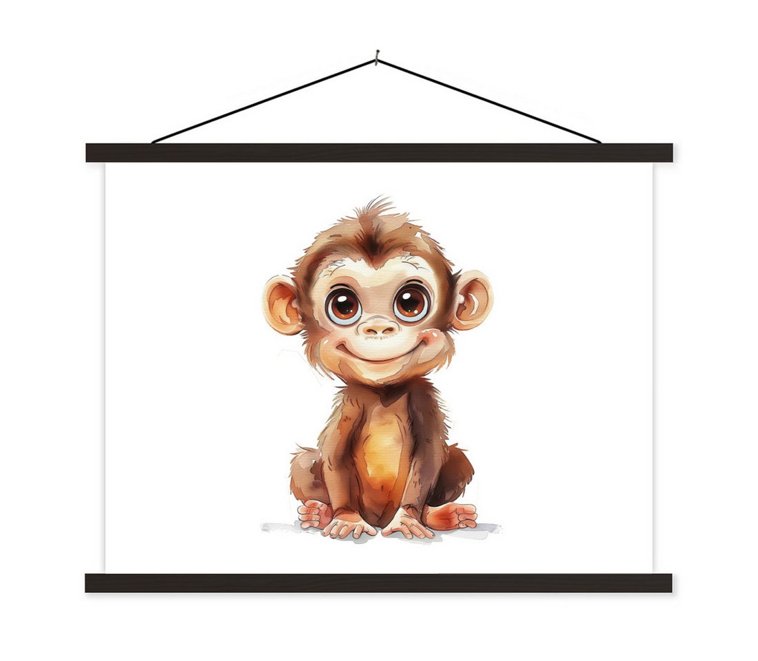 MuchoWow Poster Affe - Baby - Dschungeltiere, (1 St), Magnetische Posterleiste, Holzleisten, Textilposter, 40x30 cm von MuchoWow