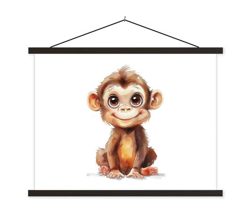 MuchoWow Poster Affe - Baby - Dschungeltiere, (1 St), Magnetische Posterleiste, Holzleisten, Textilposter, 40x30 cm von MuchoWow