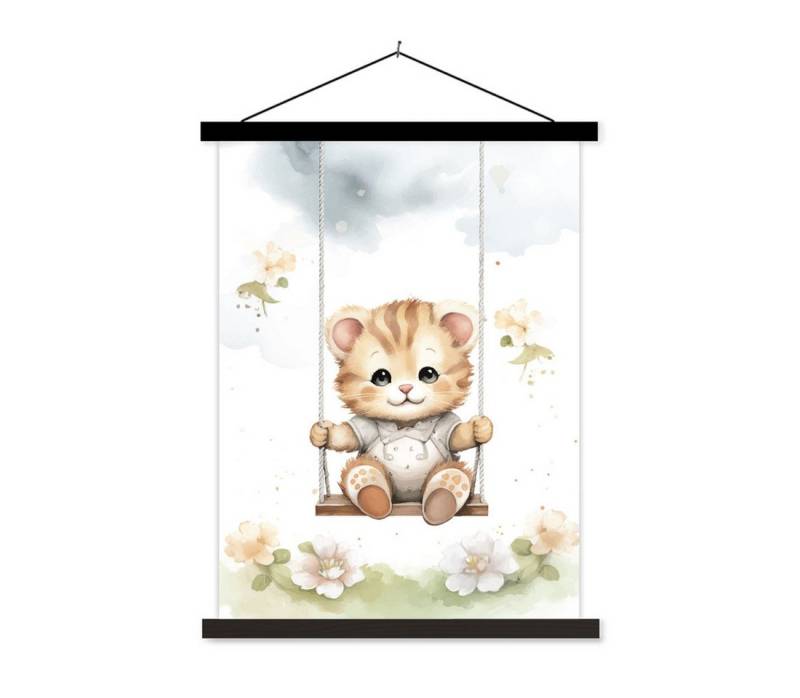 MuchoWow Poster Bär - Baby - Tier - Kinder, (1 St), Magnetische Posterleiste, Holzleisten, Textilposter, 40x53 cm von MuchoWow