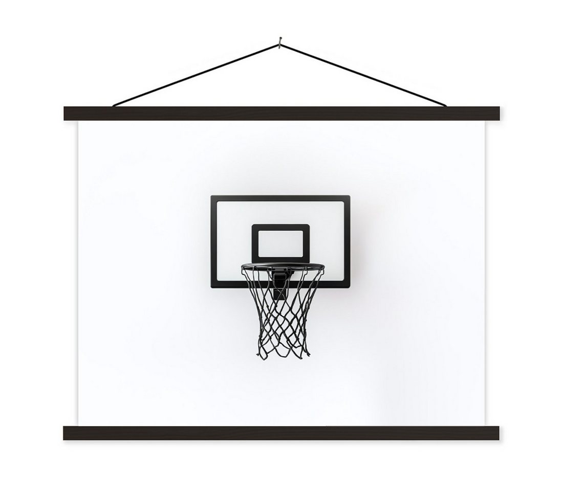 MuchoWow Poster Basketballbrett - Minimalistisch - Schwarz, (1 St), Magnetische Posterleiste, Holzleisten, Textilposter, 40x30 cm von MuchoWow