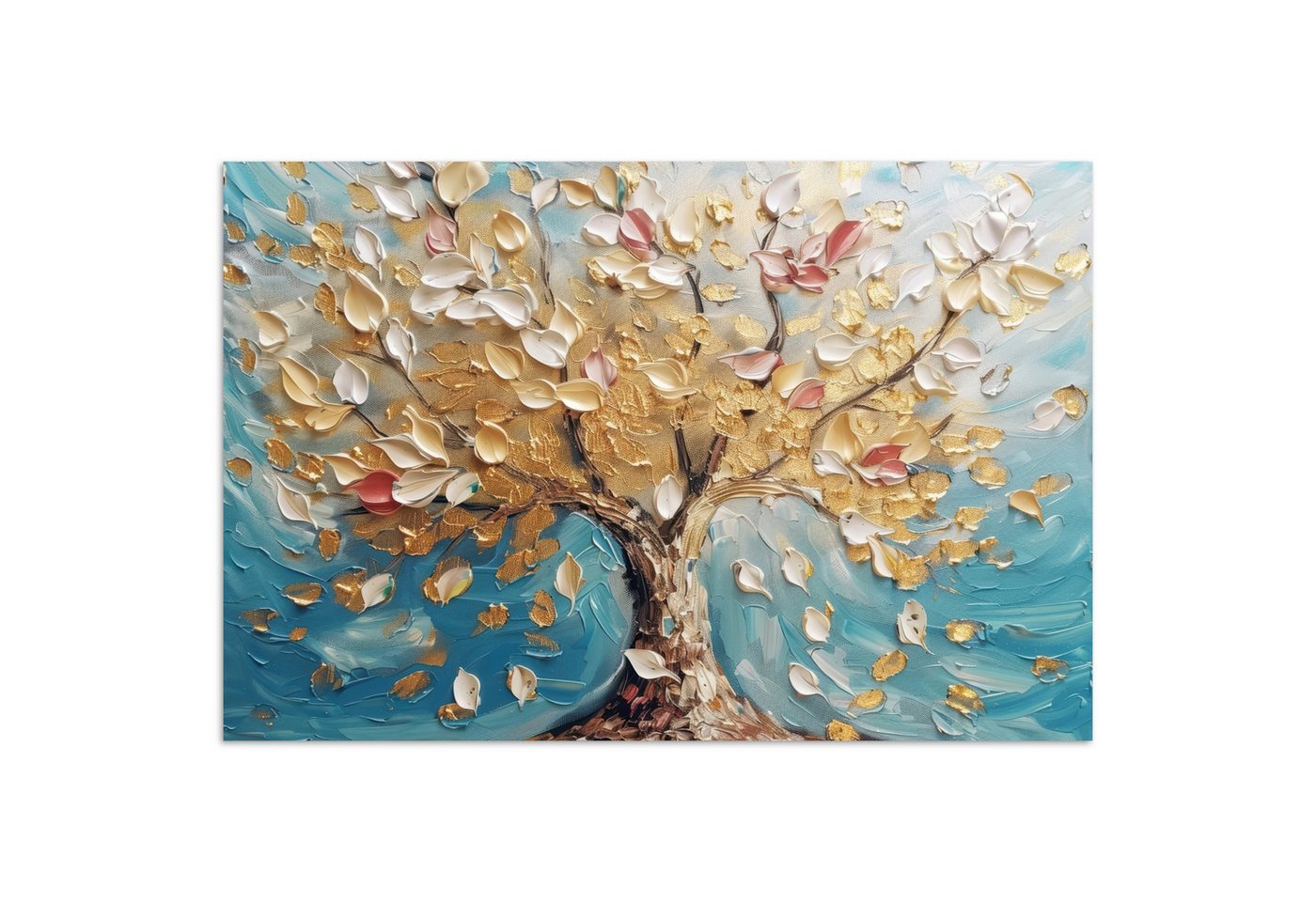 MuchoWow Poster Baum - Blau - Gold - Abstrakt - Modern, (1 St), Poster ohne Rahmen, Wandbild, Wandposter, 30x20 cm von MuchoWow