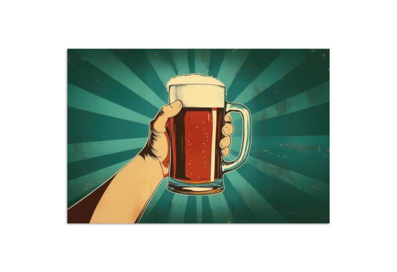 MuchoWow Poster Bierglas - Schaumstoff - Retro - Grün, (1 St), Poster ohne Rahmen, Wandbild, Wandposter, 30x20 cm von MuchoWow