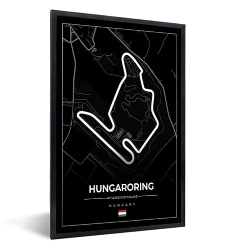 MuchoWow Poster Bilder Wanddeko Deko Wohnzimmer 20x30 cm F1 - Ungarn - Auto - Rennstrecke - Hungaroring - Schwarz von MuchoWow
