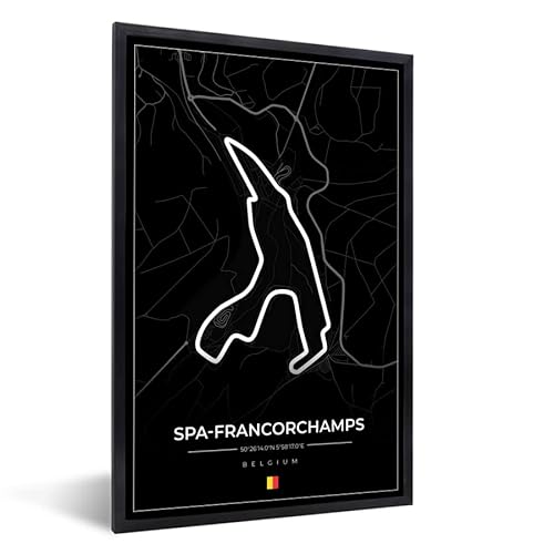 MuchoWow Poster Bilder Wanddeko Deko Wohnzimmer 60x90 cm Rennstrecke - Rennstrecke Spa-Francorchamps - Belgien - Formel 1 - Schwarz von MuchoWow