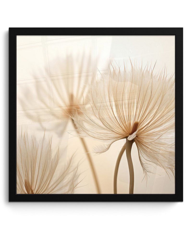 MuchoWow Poster Blumen - Beige - Natur, (1 St), Bilderrahmen, Wand Dekoration Schlafzimmer, 40x40 cm von MuchoWow