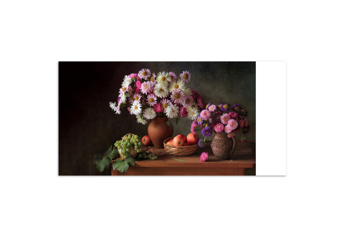 MuchoWow Poster Blumen - Obst - Stilleben - Rosa, (1 St), Poster ohne Rahmen, Wandbild, Wandposter, 40x20 cm von MuchoWow