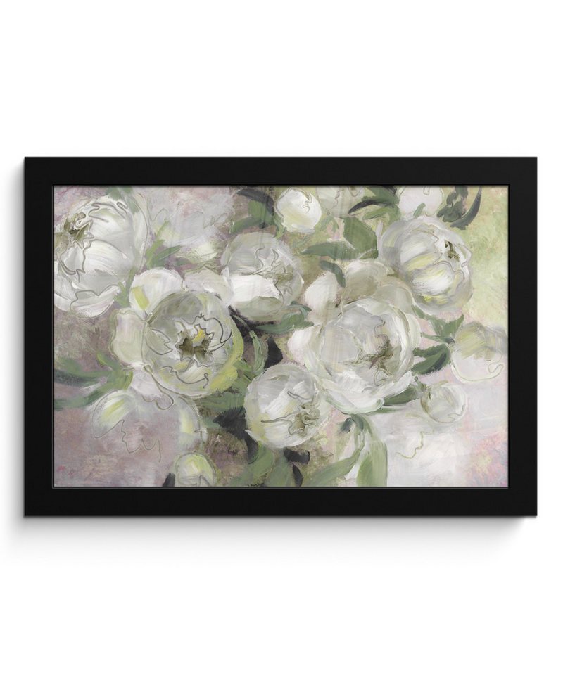 MuchoWow Poster Blumen - Pflanzen - Blätter - Weiß, (1 St), Wandbilder, Deko Wohnzimmer Schlafzimmer, 30x20 cm von MuchoWow