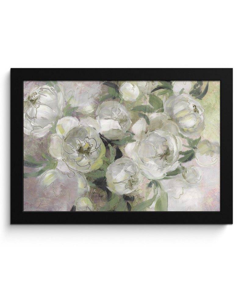 MuchoWow Poster Blumen - Pflanzen - Blätter - Weiß, (1 St), Wandbilder, Deko Wohnzimmer Schlafzimmer, 30x20 cm von MuchoWow