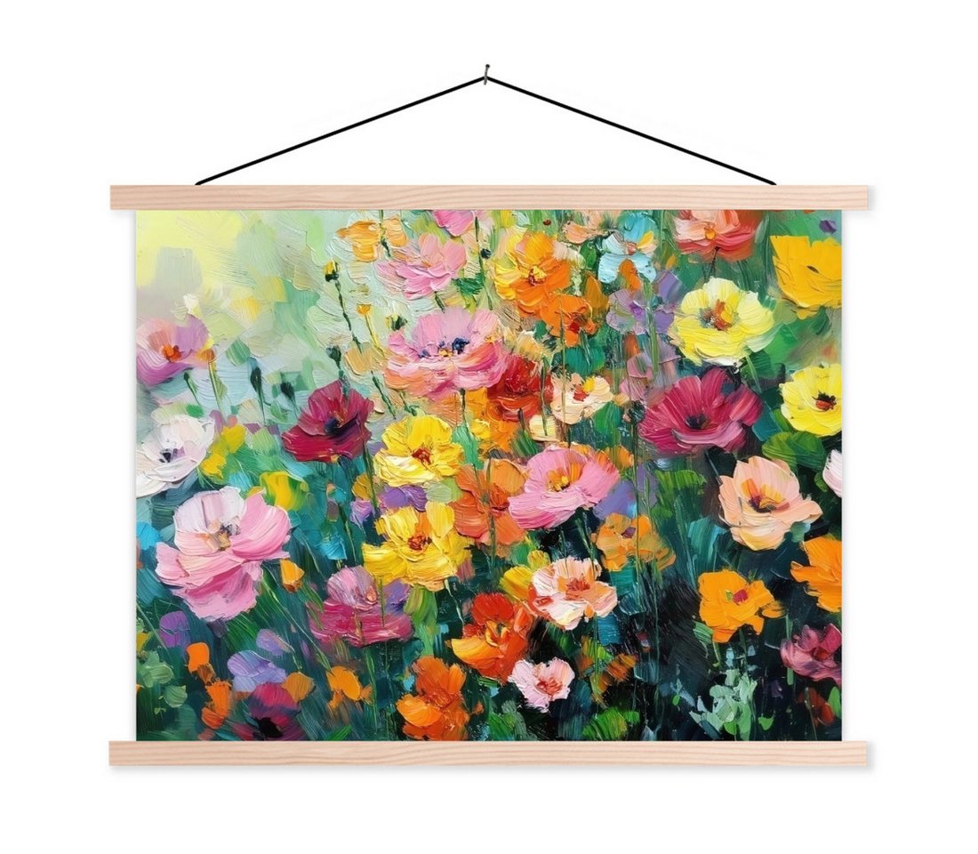 MuchoWow Poster Blumenexplosion - Leuchtende Farben - Fröhlich, (1 St), Posterleiste, Textilposter für Wohnzimmer, Bilderleiste, 40x30 cm von MuchoWow