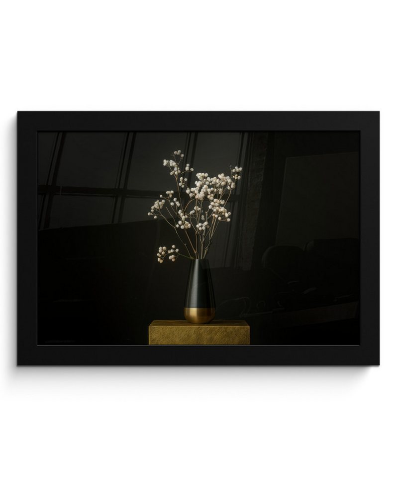 MuchoWow Poster Blumenzwiebeln - Weiß - Vase - Minimalistisch, (1 St), Bilderrahmen, Zimmer Deko, Bild für Wohnzimmer, 20x30 cm von MuchoWow