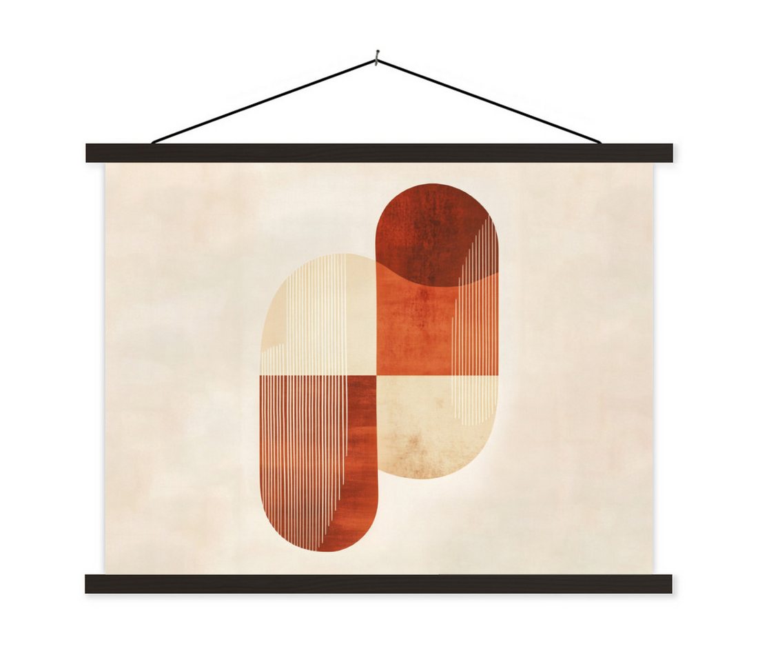 MuchoWow Poster Bögen - Beige - Formen, (1 St), Magnetische Posterleiste, Holzleisten, Textilposter, 40x30 cm von MuchoWow