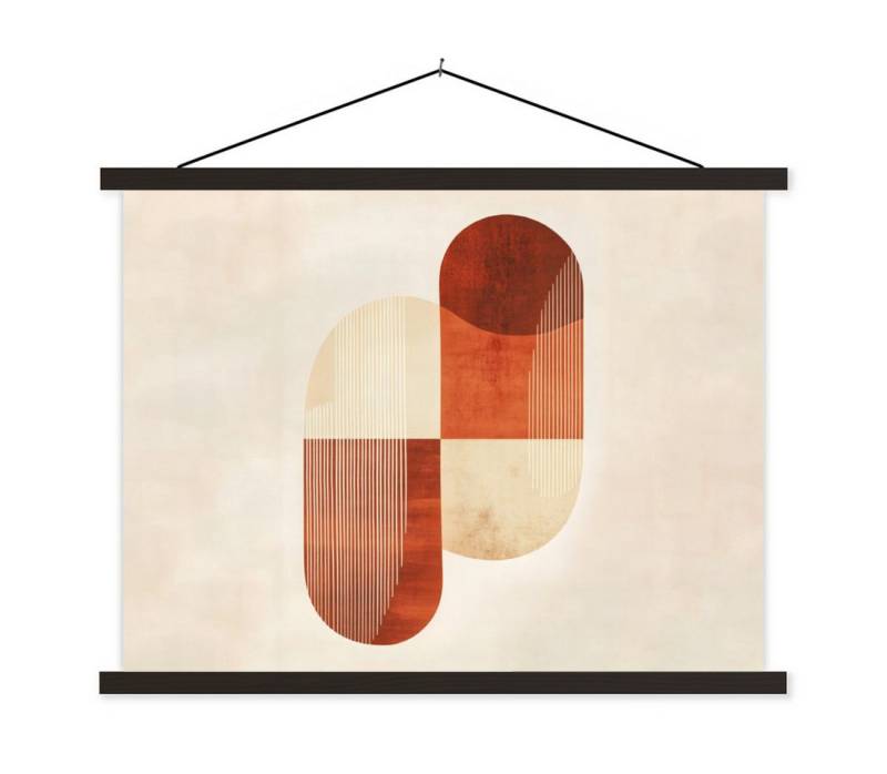 MuchoWow Poster Bögen - Beige - Formen, (1 St), Magnetische Posterleiste, Holzleisten, Textilposter, 40x30 cm von MuchoWow