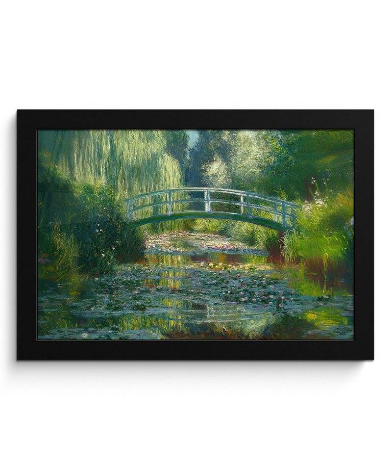 MuchoWow Poster Brücke - Holz - Teich - Seerosen, (1 St), Wandbilder, Deko Wohnzimmer Schlafzimmer, 30x20 cm von MuchoWow