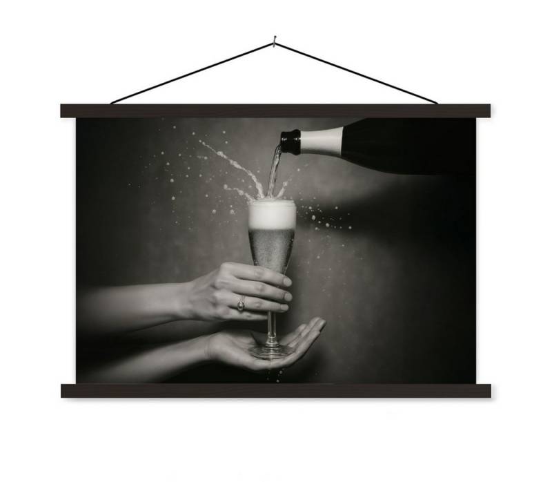 MuchoWow Poster Champagnerflasche - Glas - Minimalistisch - Spritzer von MuchoWow