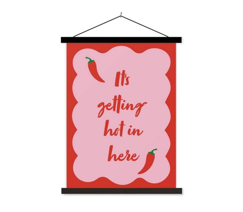 MuchoWow Poster Chilischote - Rot - Scharf - Zitate, (1 St), Magnetische Posterleiste, Holzleisten, Textilposter, 40x53 cm von MuchoWow