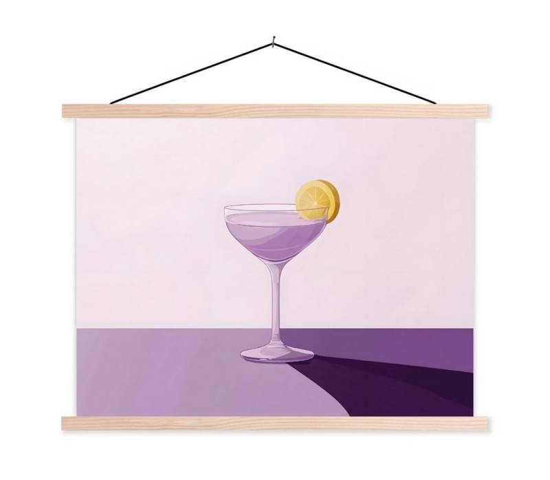 MuchoWow Poster Cocktail - Lila - Minimalistisch - Zitrone, (1 St), Posterleiste, Textilposter für Wohnzimmer, Bilderleiste, 40x30 cm von MuchoWow