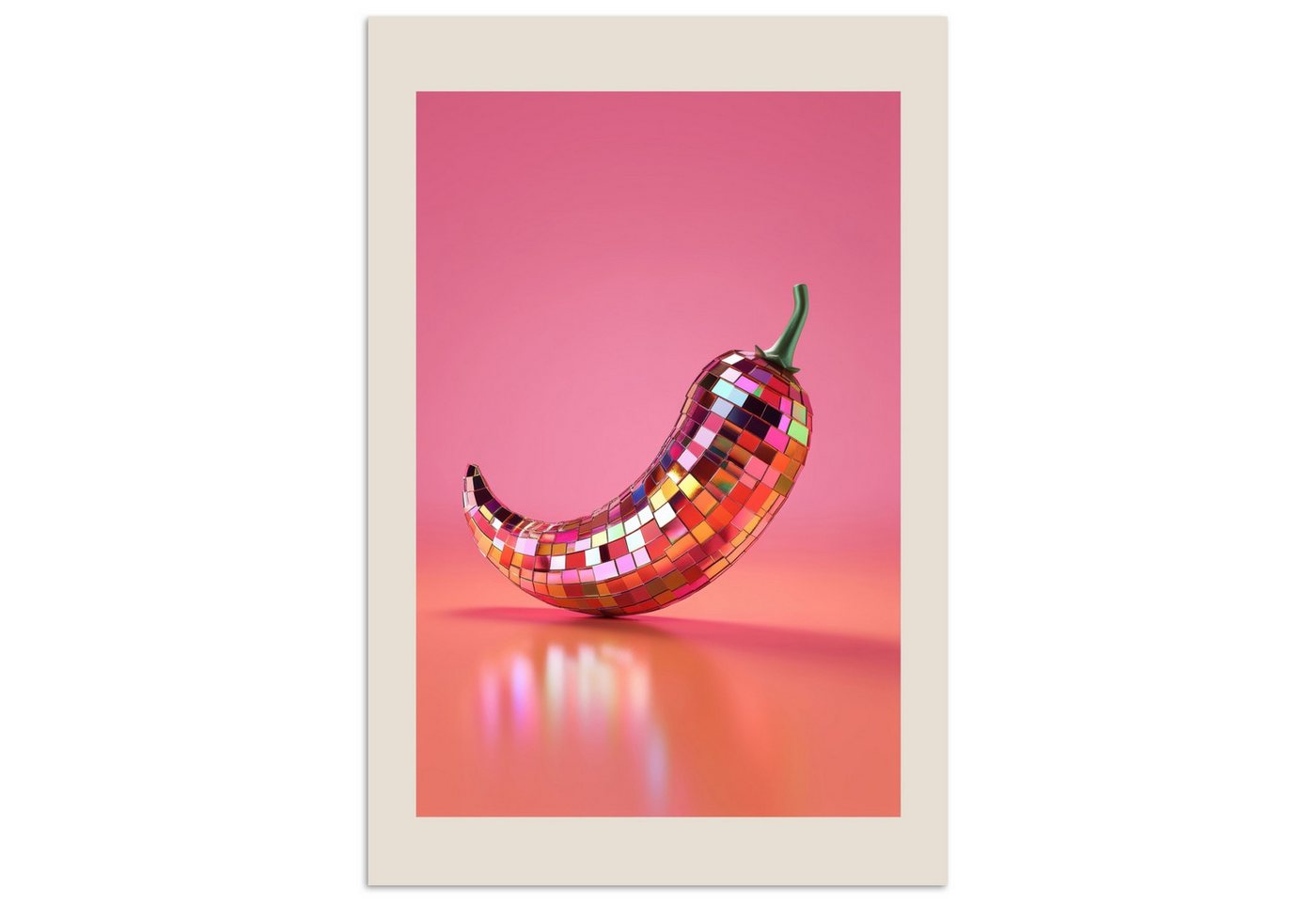 MuchoWow Poster Disco - Paprika - Rosa, (1 St), Poster ohne Rahmen, Wandbild, Wandposter, 20x30 cm von MuchoWow