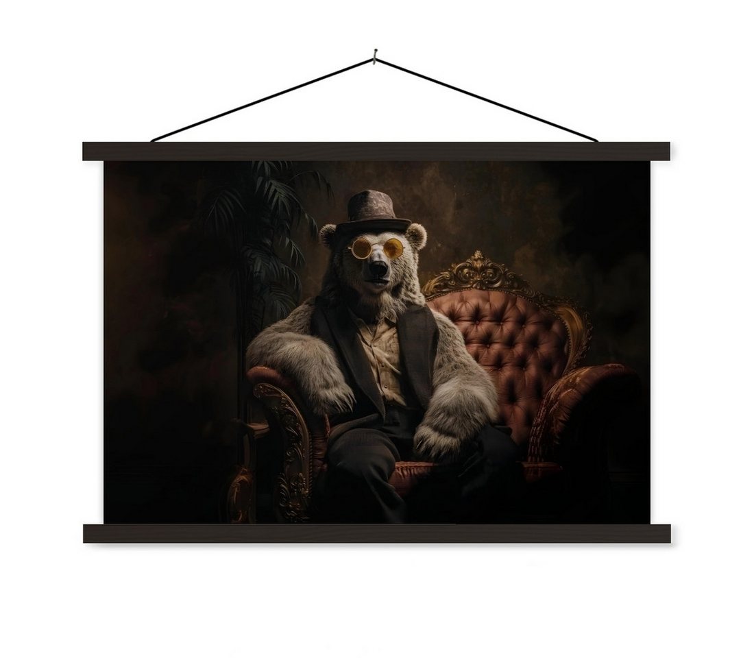 MuchoWow Poster Eisbär - Hut - Brille - Stuhl von MuchoWow