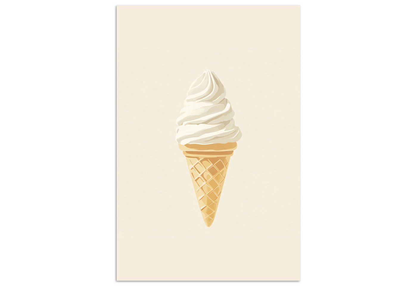 MuchoWow Poster Eiswaffel - Weiß, (1 St), Poster ohne Rahmen, Wandbild, Wandposter, 20x30 cm von MuchoWow