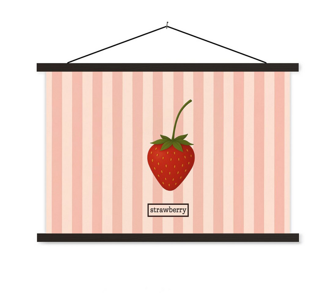 MuchoWow Poster Erdbeere - Streifen - Minimalistisch - Rot, (1 St), Magnetische Posterleiste, Holzleisten, Textilposter, 60x40 cm MuchoWow Poster Erdbeere - Streifen - Minimalistisch - Rot, (1 St), Magnetische Posterleiste, Holzleisten, Textilposter, 60x40 cm von MuchoWow