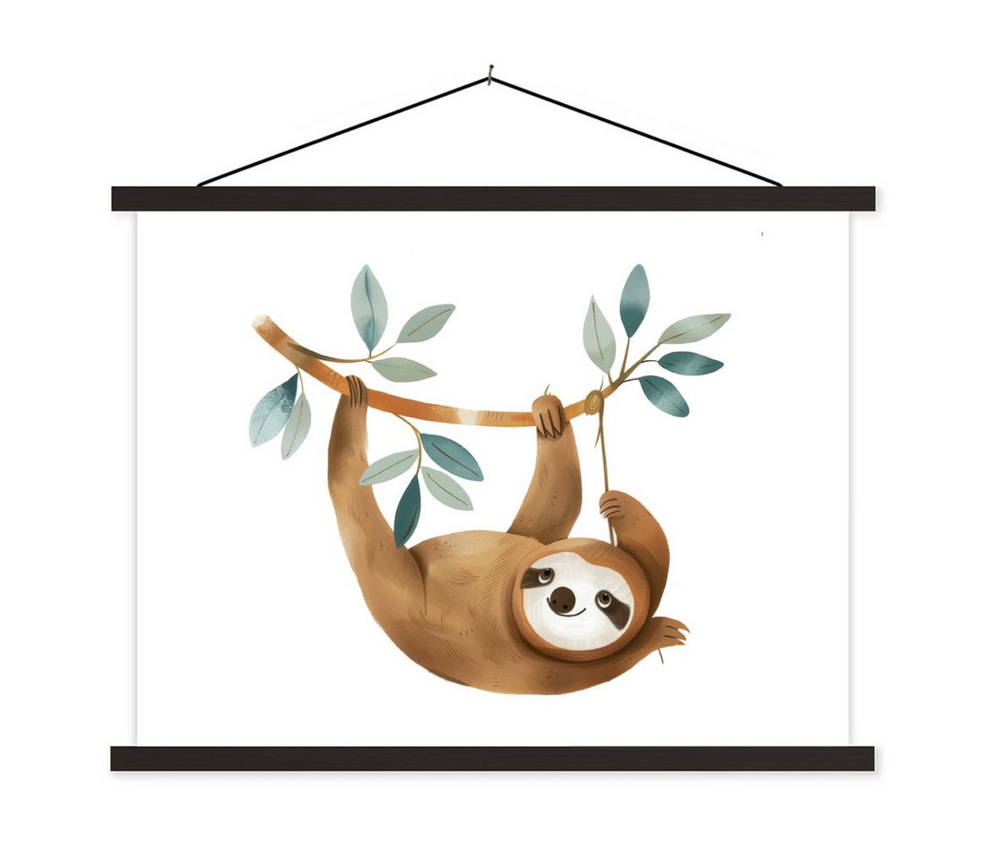 MuchoWow Poster Faultier - Tier - Dschungeltiere, (1 St), Magnetische Posterleiste, Holzleisten, Textilposter, 40x30 cm von MuchoWow