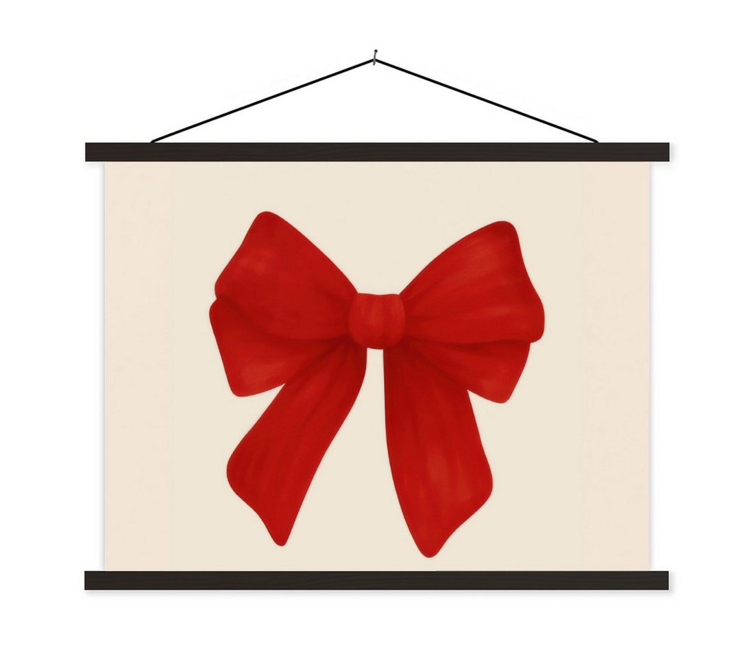 MuchoWow Poster Fliege - Symmetrisch - Rot - Schleife, (1 St), Magnetische Posterleiste, Holzleisten, Textilposter, 40x30 cm von MuchoWow