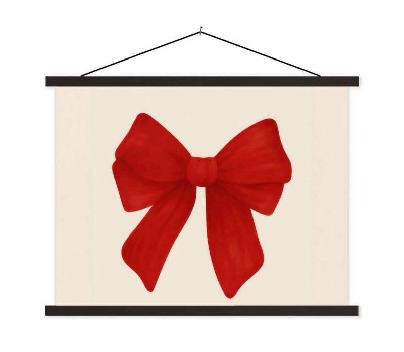 MuchoWow Poster Fliege - Symmetrisch - Rot - Schleife, (1 St), Magnetische Posterleiste, Holzleisten, Textilposter, 40x30 cm von MuchoWow