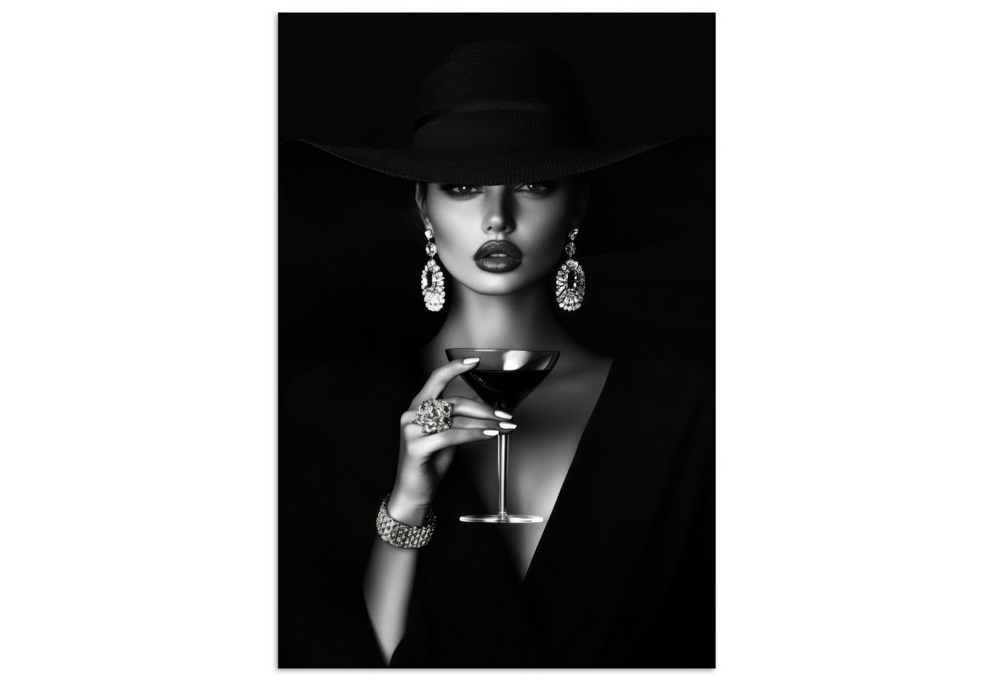 MuchoWow Poster Frau - Cocktail - Schick, (1 St), Poster ohne Rahmen, Wandbild, Wandposter, 20x30 cm von MuchoWow
