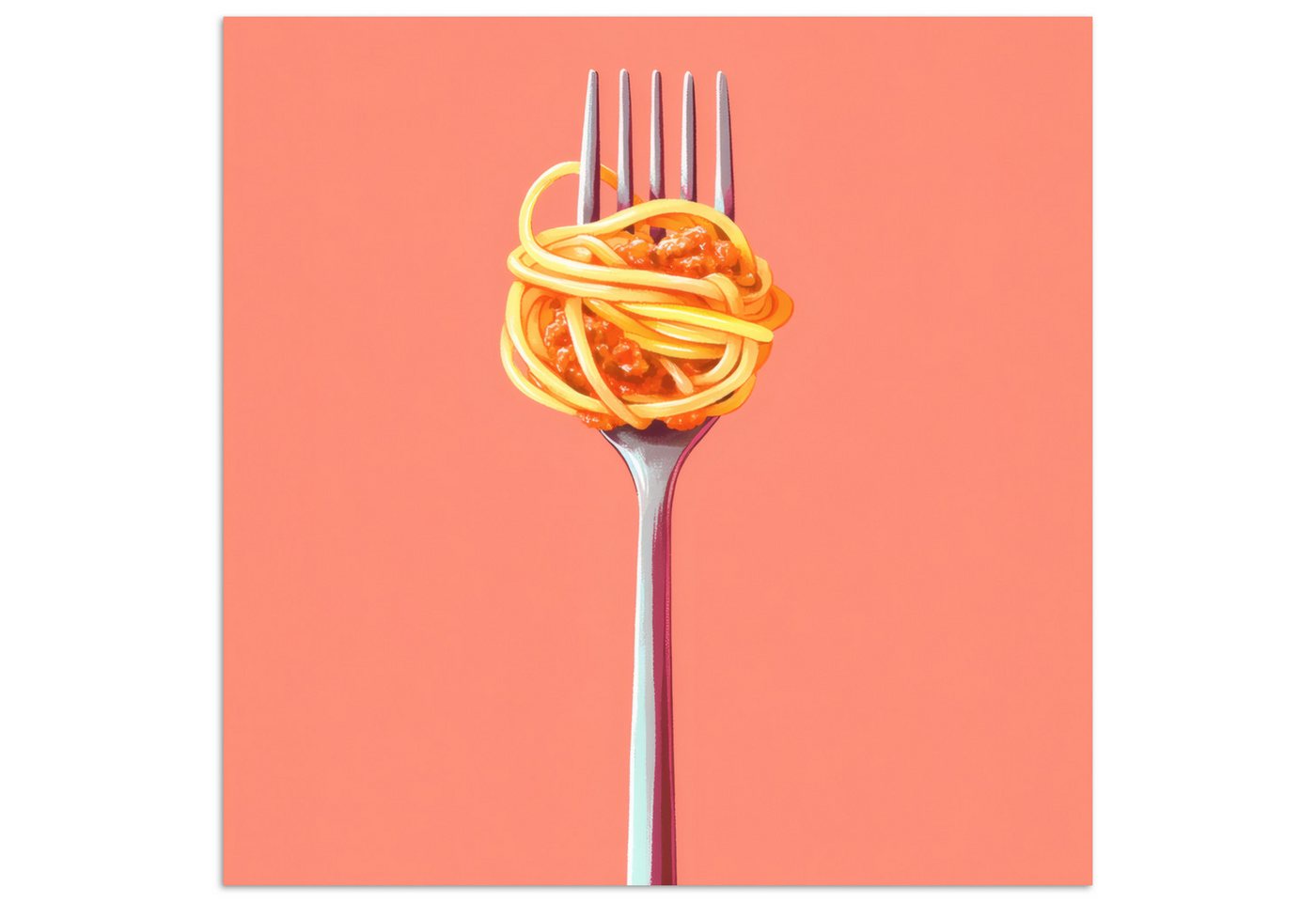 MuchoWow Poster Gabel - Spaghetti - Künstlerisch - Rosa, (1 St), Poster ohne Rahmen, Wandbild, Wandposter, 40x20 cm von MuchoWow